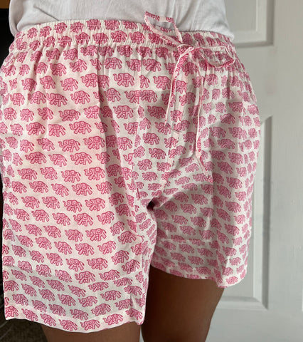 Lounge/Pajama Shorts - Pink Elephant