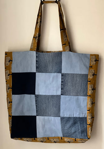 Upcycled Patch Tote - Denim