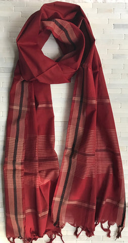 Crimson Handloom Cotton Stole